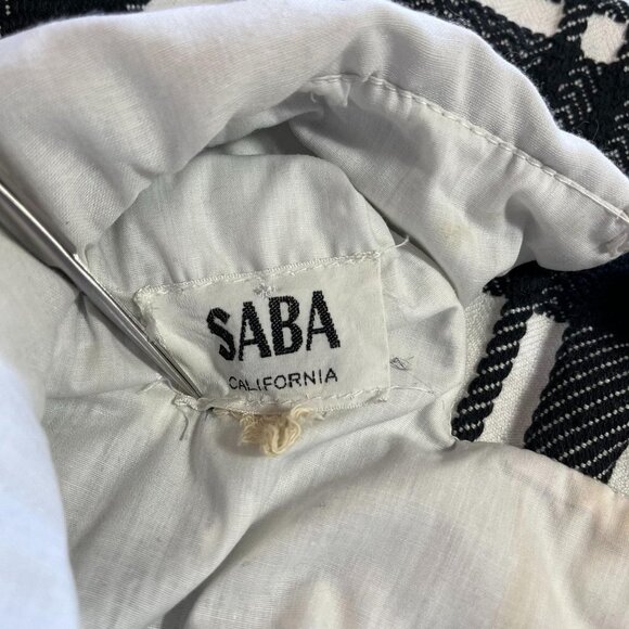 Saba California Empire Waist Maxi Dress Mod Vintage 60s 70s Black and White SM - Picture 5 of 7